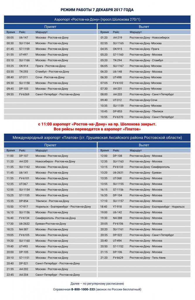 Расписание аэропорта Платов
